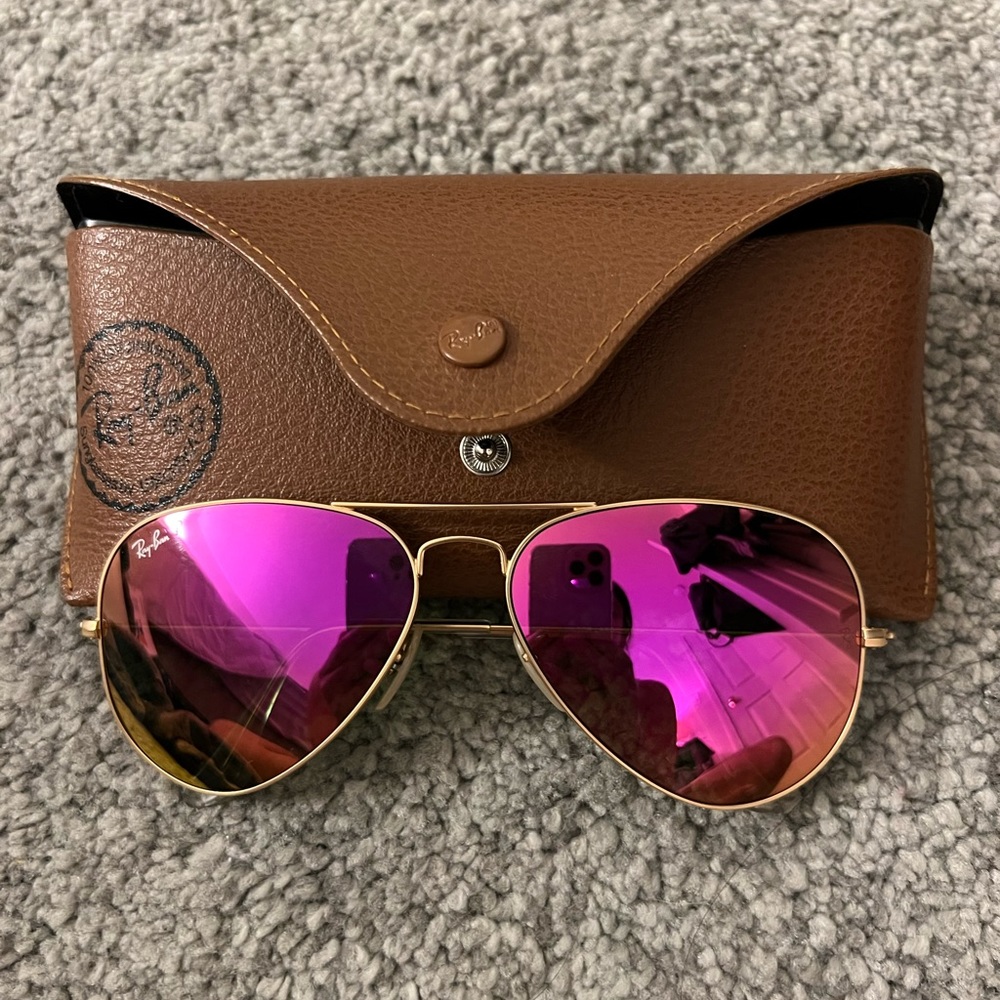 RayBan pink flash lense aviators *polarized*